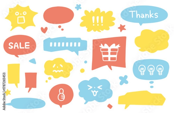 Obraz ポップでかわいい吹き出しとあしらいセット