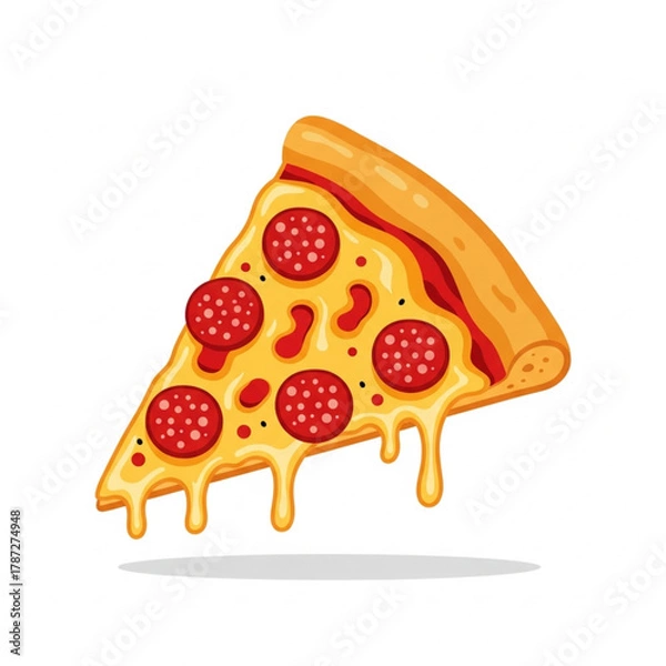 Fototapeta Cheese pizza slice vector icon isolated