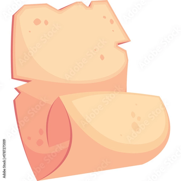 Fototapeta A Rolled Up Parchment Scroll With Torn Edges And A Light Peach Hue Isolated On A Transparent Background