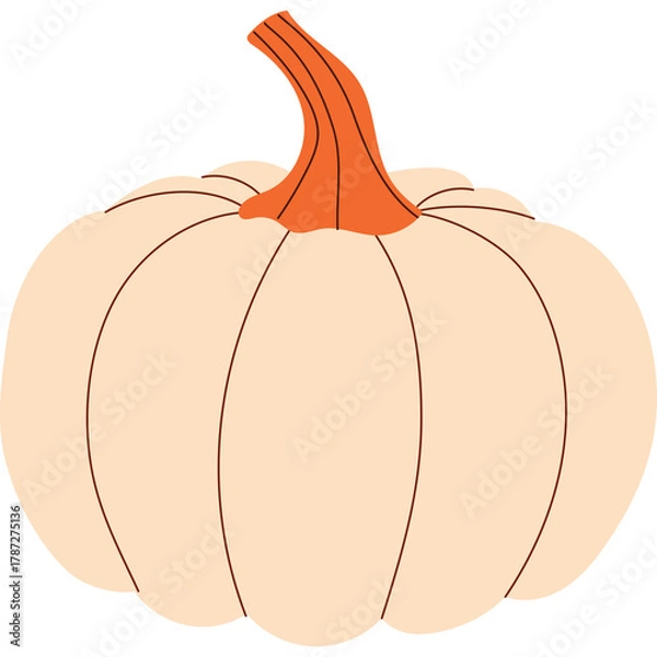 Fototapeta A Light Orange Pumpkin With A Thin Orange Stem On A Transparent Background Simple Isolated Object Autumn Harvest Element
