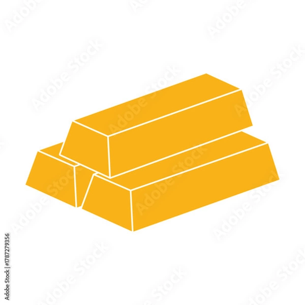 Fototapeta Gold bar icon vector. Gold bar bricks, metal bars symbol. Silhouette of gold bar design for logo, app, business, ui, ux design. Vector illustration.