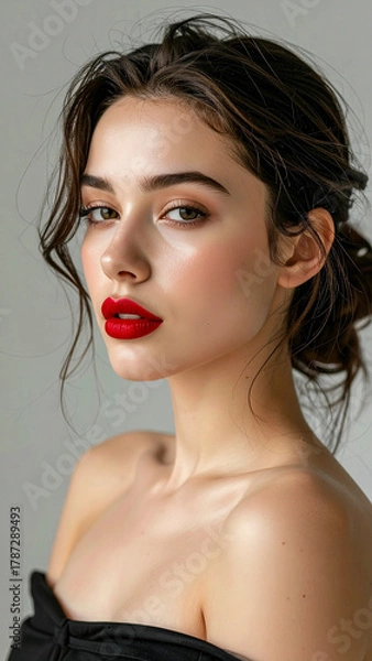 Obraz model with red lipstick
