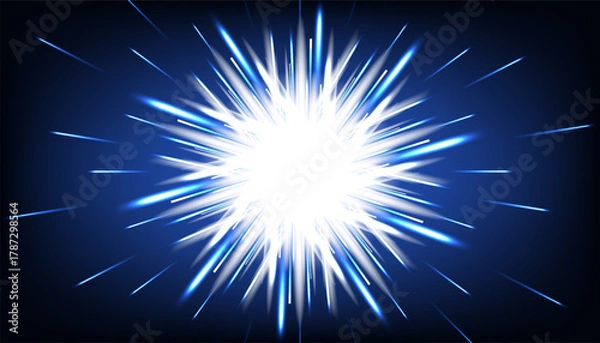 Fototapeta Abstract futuristic blue background with lights and copyspace. Vector illustration