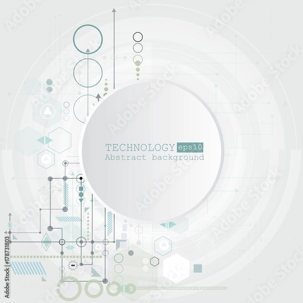 Obraz Abstract technology background with various technological elements. Vector illustration.