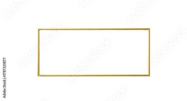Fototapeta A rectangular gold frame with a white border on a black background in a simple composition on transparent background