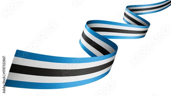 Fototapeta Estonian flag ribbon flowing in a curve isolated on transparent background