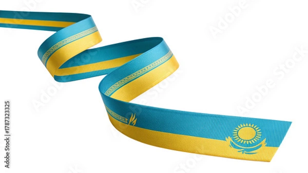 Fototapeta Kazakhstan flag ribbon isolated on transparent background