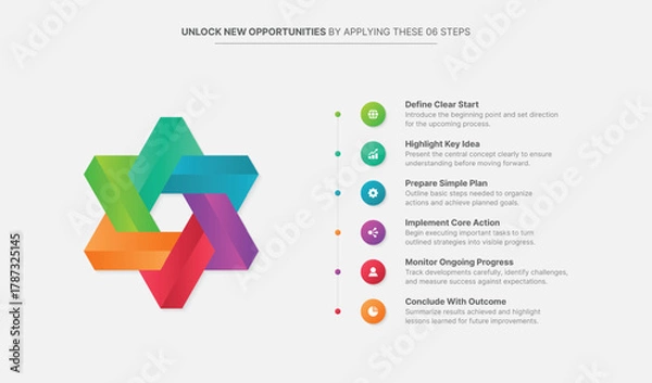 Obraz  Creative 3D Infographic Template Design with 6 Steps Options