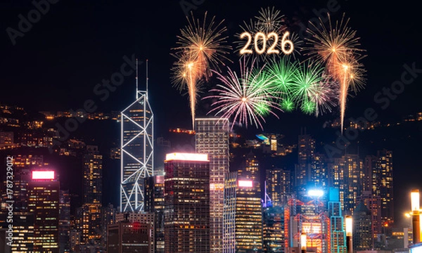 Obraz Creative Hong Kong 2026 new year firework show