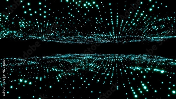 Obraz 3D rendering of a glowing blue network connected with dots on a background.