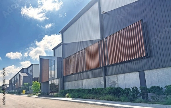 Obraz A modern warehouse unit complex with a side road