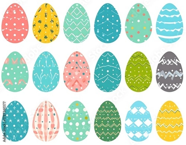 Obraz Colorful Easter eggs with various patterns and designs