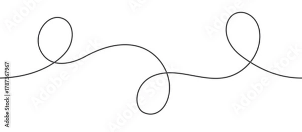 Obraz One continuous squiggle line. Curved single line.