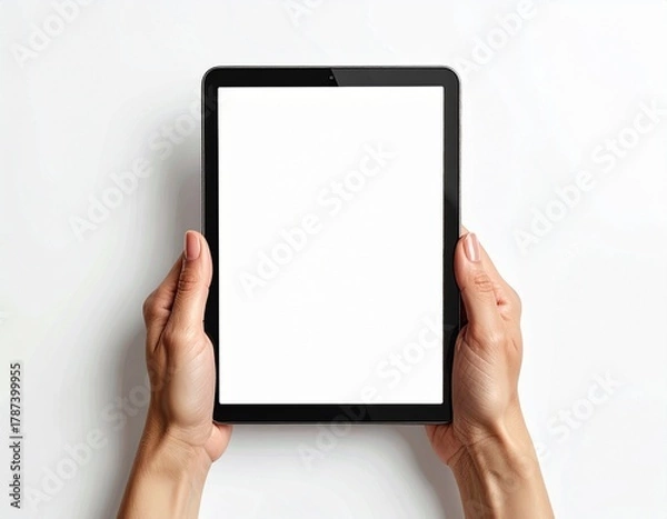 Obraz Hands holding blank tablet screen