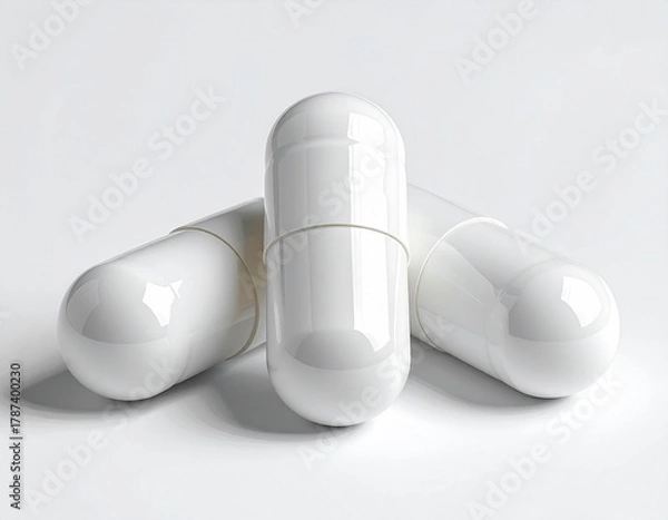 Obraz White capsules on white surface