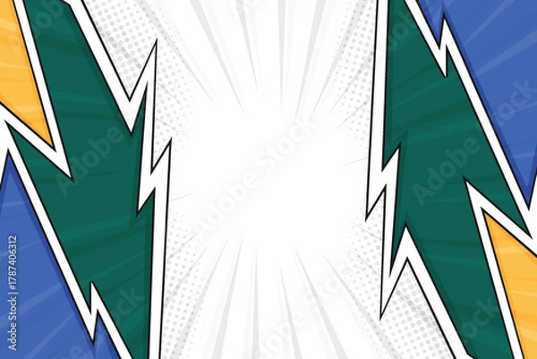 Obraz Abstract Retro Comic Frame Style Background with Diagonal Lightning Shapes and Halftone Effect