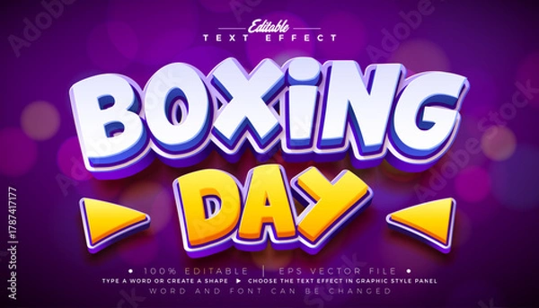 Fototapeta Boxing Day Editable Text Effect Design Vector Christmas Season Shopping Day Sale Graphic Style with 3D Multilayered Typography Lettering on Shiny Background. Winter Holiday Business Illustration