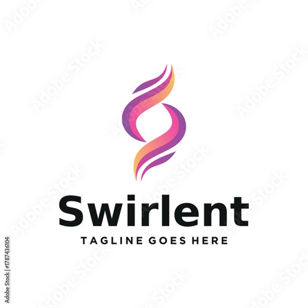 Fototapeta Modern abstract initial letter S swirl with vibrant gradient colors for technology creative business logo design