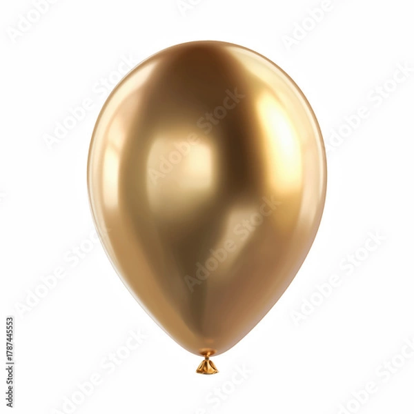 Obraz Metallic gold balloon with shiny smooth surface isolated on transparent background