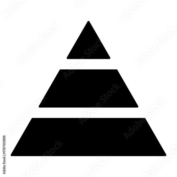 Fototapeta Single black pyramid triangle graph icon, simple business diagram flat design illustration pictogram for infographic interface elements for app logo web button ui isolated on white background