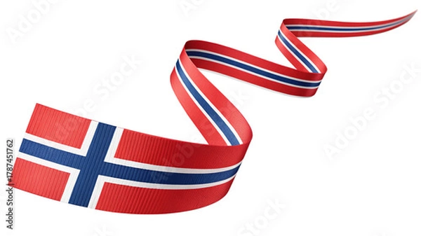 Fototapeta Waving norwegian flag ribbon isolated on transparent background