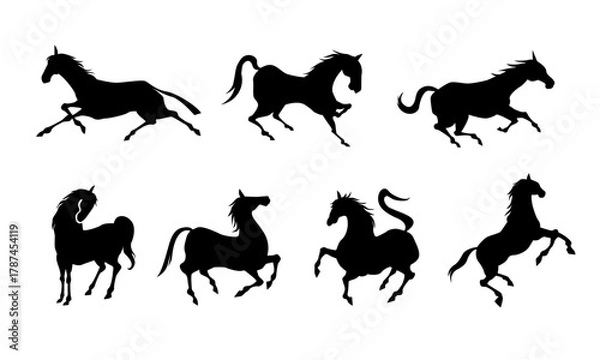 Obraz 年賀 干支　午年 馬のシルエット　ベクター イラスト