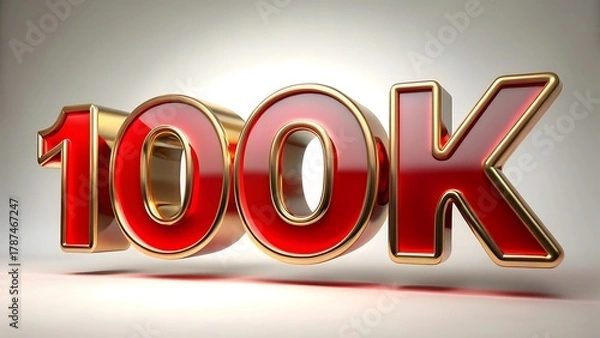 Obraz Shiny red and gold 100k number with metallic shine