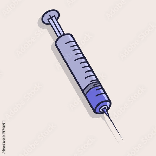 Obraz Syringe Injection Line Art Illustration Depicting Medical Disposable Needle for Vaccination, Immunization, and Medicine Administration in Healthcare Settings