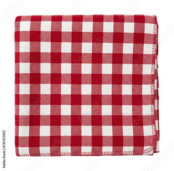Obraz Picnic preparation action red checkered tablecloth nature isolated on transparent background