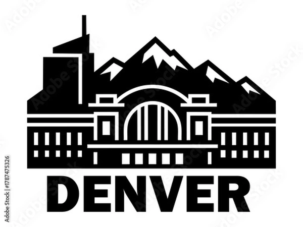 Fototapeta Denver Skyline Silhouette Logo Design Element
