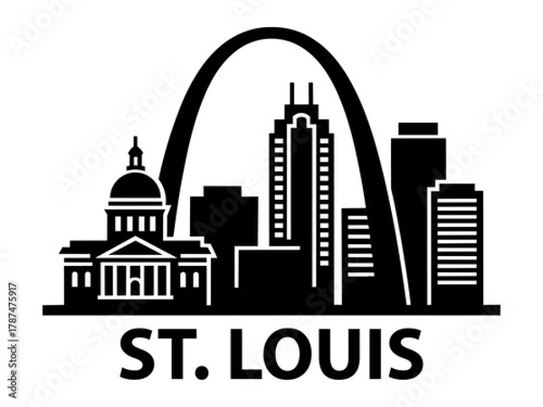 Obraz St Louis Skyline Silhouette Logo Emblem Design
