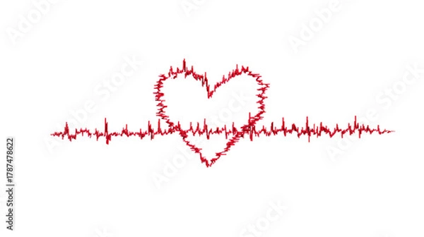 Obraz Heartbeat line forming a heart shape on transparent background