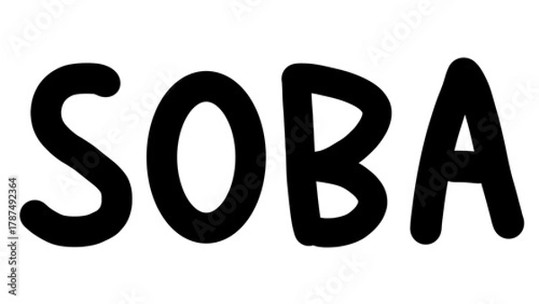 Obraz そば、SOBAの文字素材イラスト。