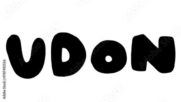 Obraz UDON、うどんの筆文字素材のイラスト。