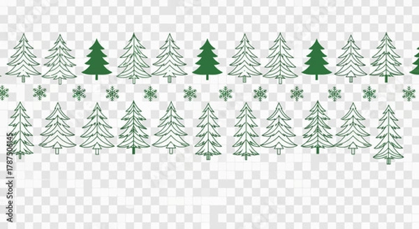 Fototapeta Festive Christmas tree and snowflake border design for holiday season decoration banner vector