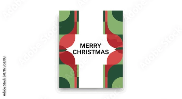 Fototapeta Festive Merry Christmas card design with geometric shapes and a modern minimalist style