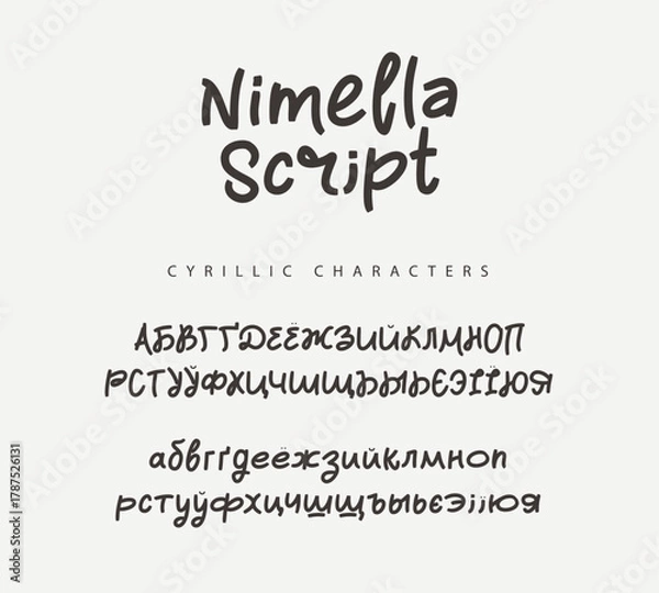 Obraz The Russian alphabet and numbers, made with a bold brush with soft contour plastic. Uppercase and lowercase Cyrillic letters