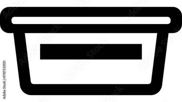 Fototapeta Flat Line Art Vector Icon of a Generic Rectangular Storage Container, Tub, or Bin for Organization and Home
