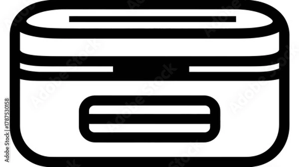 Fototapeta Minimalist rectangular container icon. Simple line art storage box with rounded corners and lid. Modern case for electronics or small items.