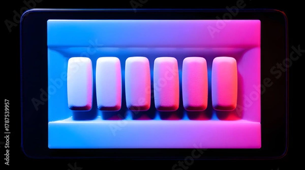 Fototapeta oligarchy. Pill organizer with tablets in sequence, clinical top view, geometric arrangement. STEM education sheets, lab safety posters, designed for biotech research communications.