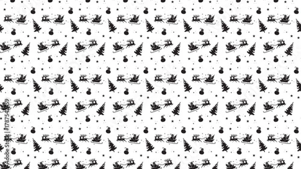 Fototapeta cristmas pattern black white