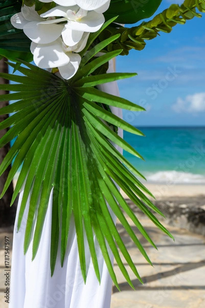 Obraz A destination wedding framed by sea, sky and flowers. Where paradise meets eternal love