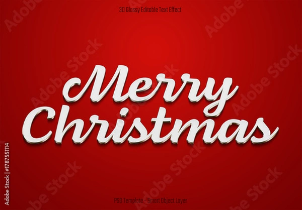 Fototapeta Editable White Christmas Text Effect on Red Background