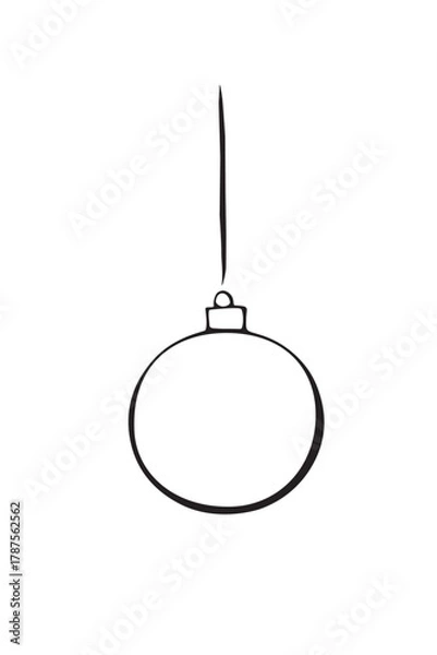 Fototapeta Simple Outline Christmas Ball Ornament Vector