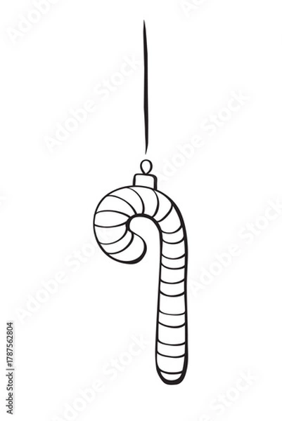 Fototapeta Simple Outline Christmas Candy Cane Vector
