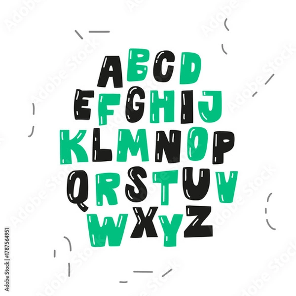 Obraz The Latin alphabet is written in bold, colorful font. Children's funny font. Lettering. Capital letters with highlights