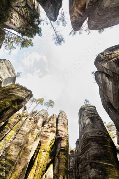 Fototapeta Unusual rock formations. Elephant square. National Nature Reserve Adrspach-Teplice Rocks.Bohemia region, Czech Republic