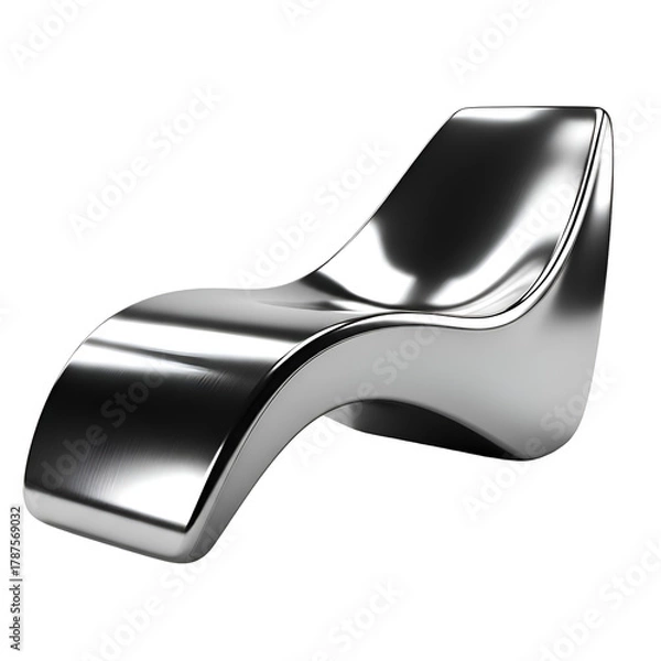 Obraz Sleek Modern Chrome Chaise Lounge Chair on White Background.