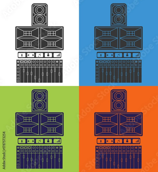 Fototapeta modern glyph music speaker icon with different color style and background