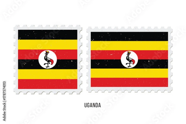Obraz Postage stamp Uganda. Vintage vector illustration in grunge style.